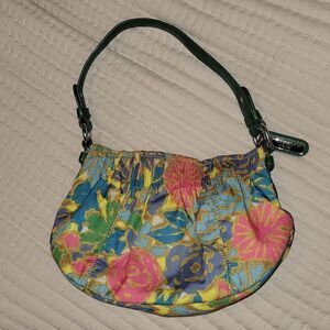 Nine West Boho Cloth Purse Leather Strap Handbag